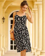 Polka Dot & Daisy Print Button Front Cami Dress