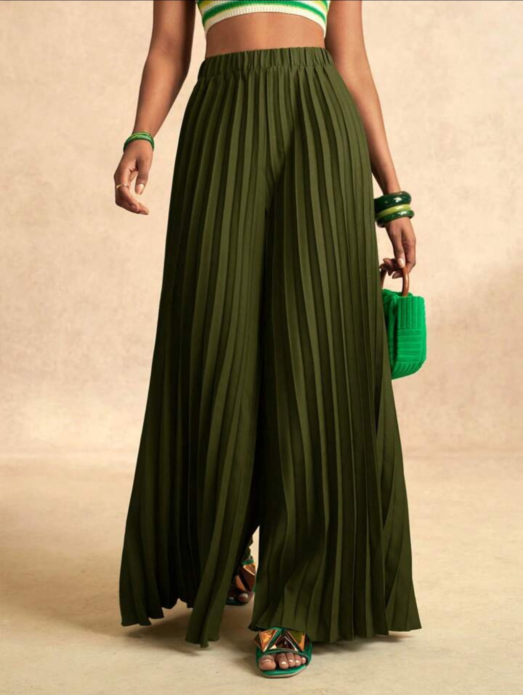 High Waist Pleated Wide Leg Pant