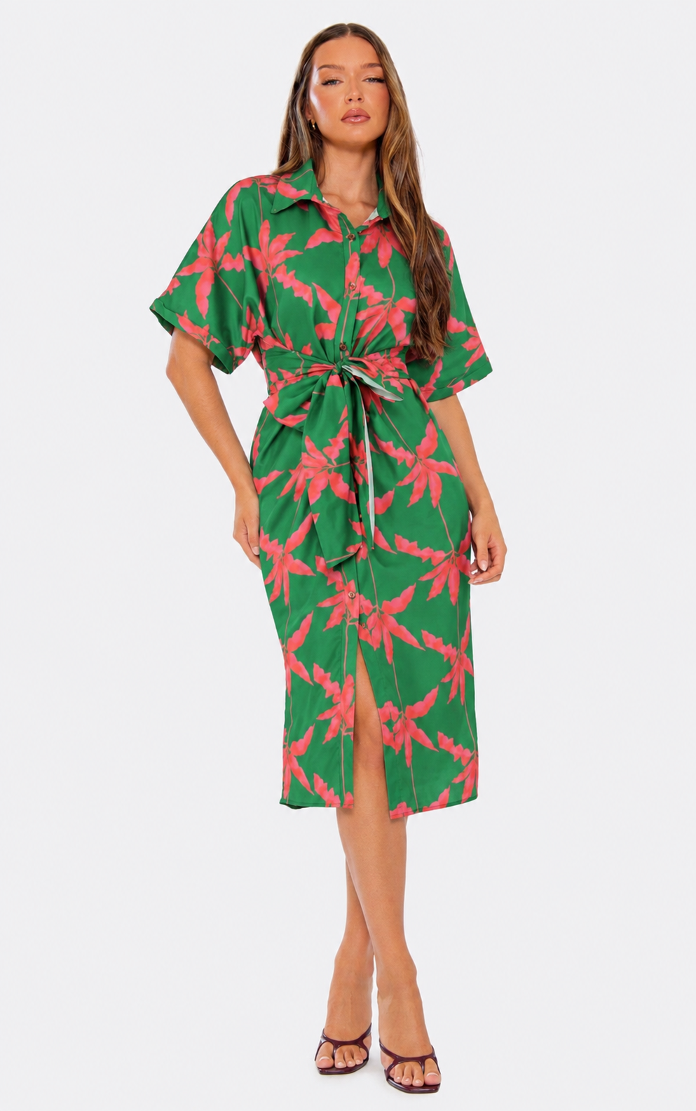 Artisan Print Self-Belt Dress