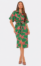 Artisan Print Self-Belt Dress