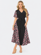 Panelled Floral Curve Maxi Dress