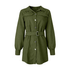 Corduroy Button-Down Belted Shirt Dress