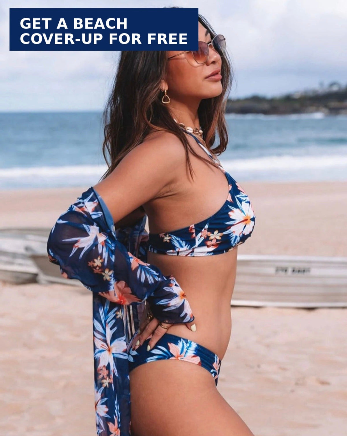 Blue Floral 2-piece Swimsuit