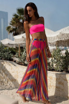 Rainbow Mesh Three-Piece Bikini Set