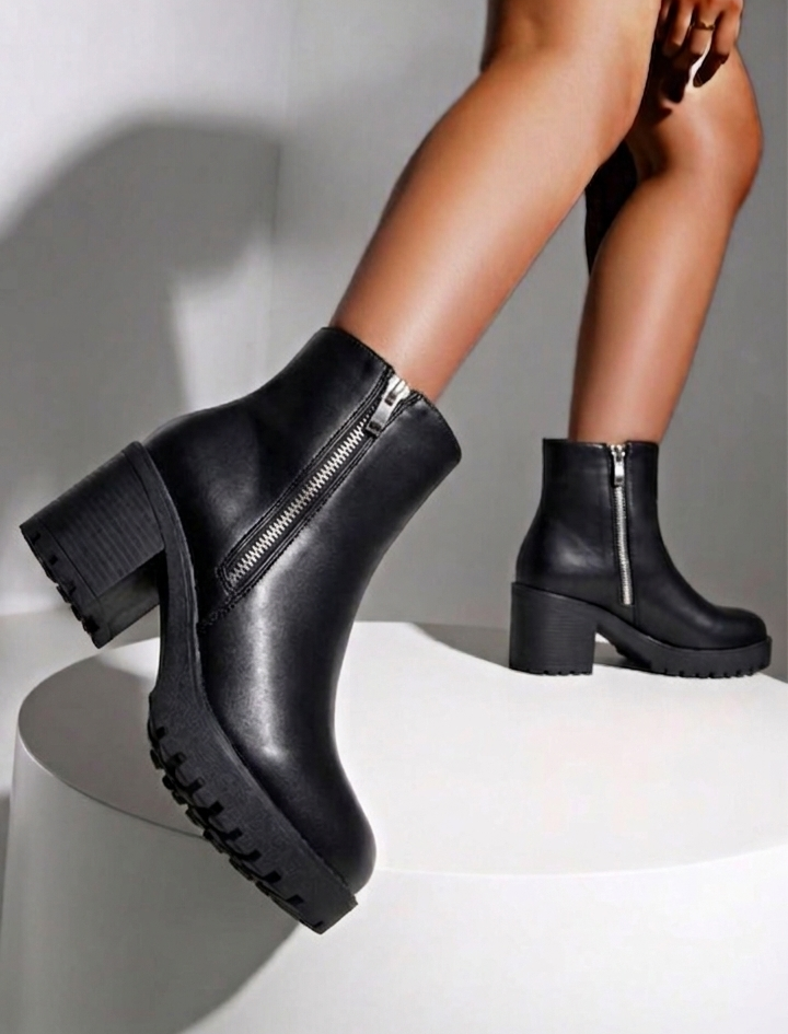 Edge Lift Zip Block Heel Ankle Boots for Women