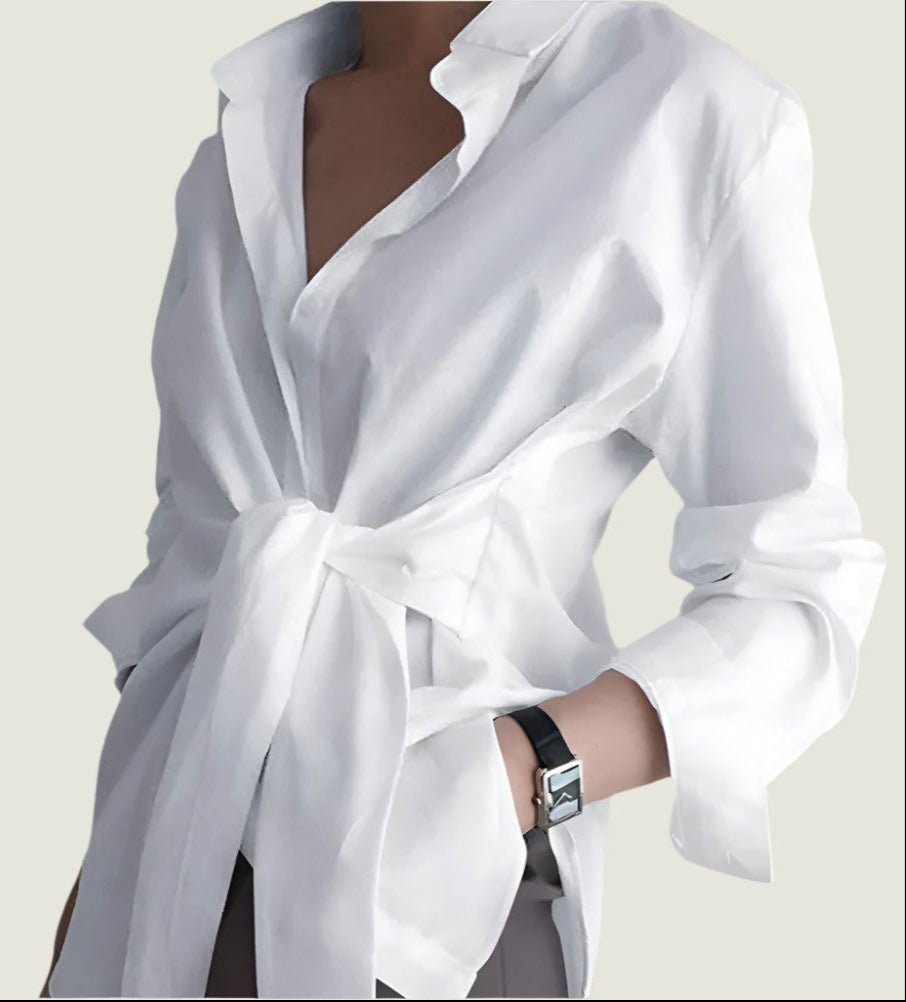 Effortless Style Tie-Waist Shirt Blouse