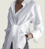Effortless Style Tie-Waist Shirt Blouse