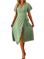 Flattering Side Knot Wrap Elegant Dress