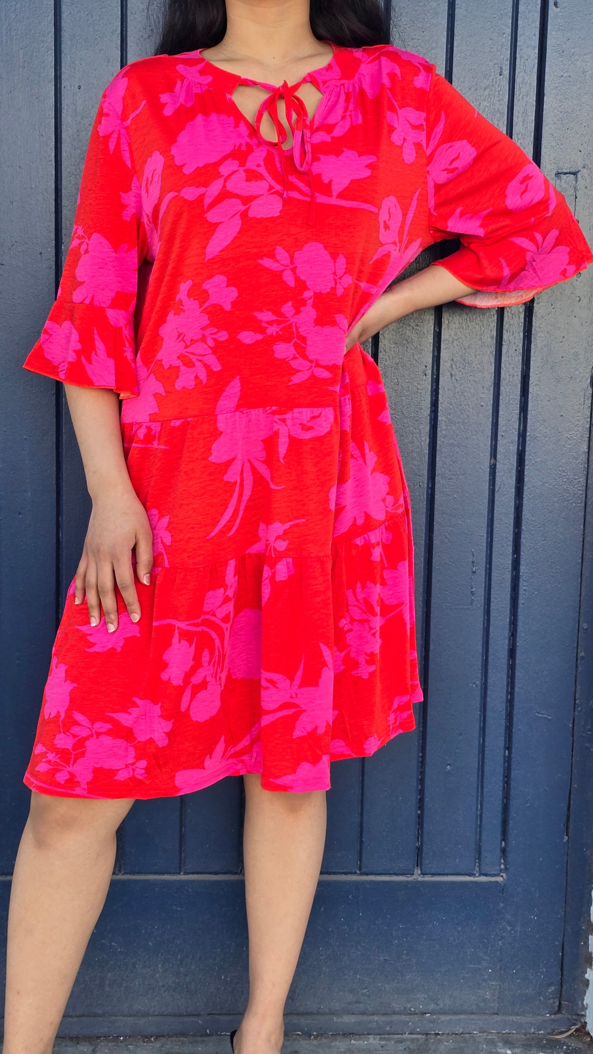 Bright Floral Tier Mini Dress