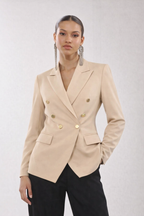 Double Breasted Blazer – Tailored Fit Gold Button Jacket
