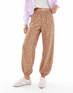 Boho Patterned Elastic Waist Cuffed Pants