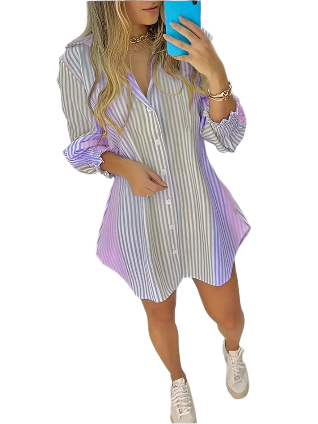 Patterned Frilled Long Sleeve Shirt – Elegant & Stylish Blouse