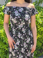Ditsy floral off shoulder slit maxi dress
