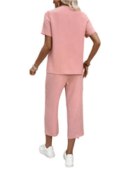 Chic Pink Co-Ord Set – Breezy Blouse & Wide-Leg Bottoms 2-Piece Set