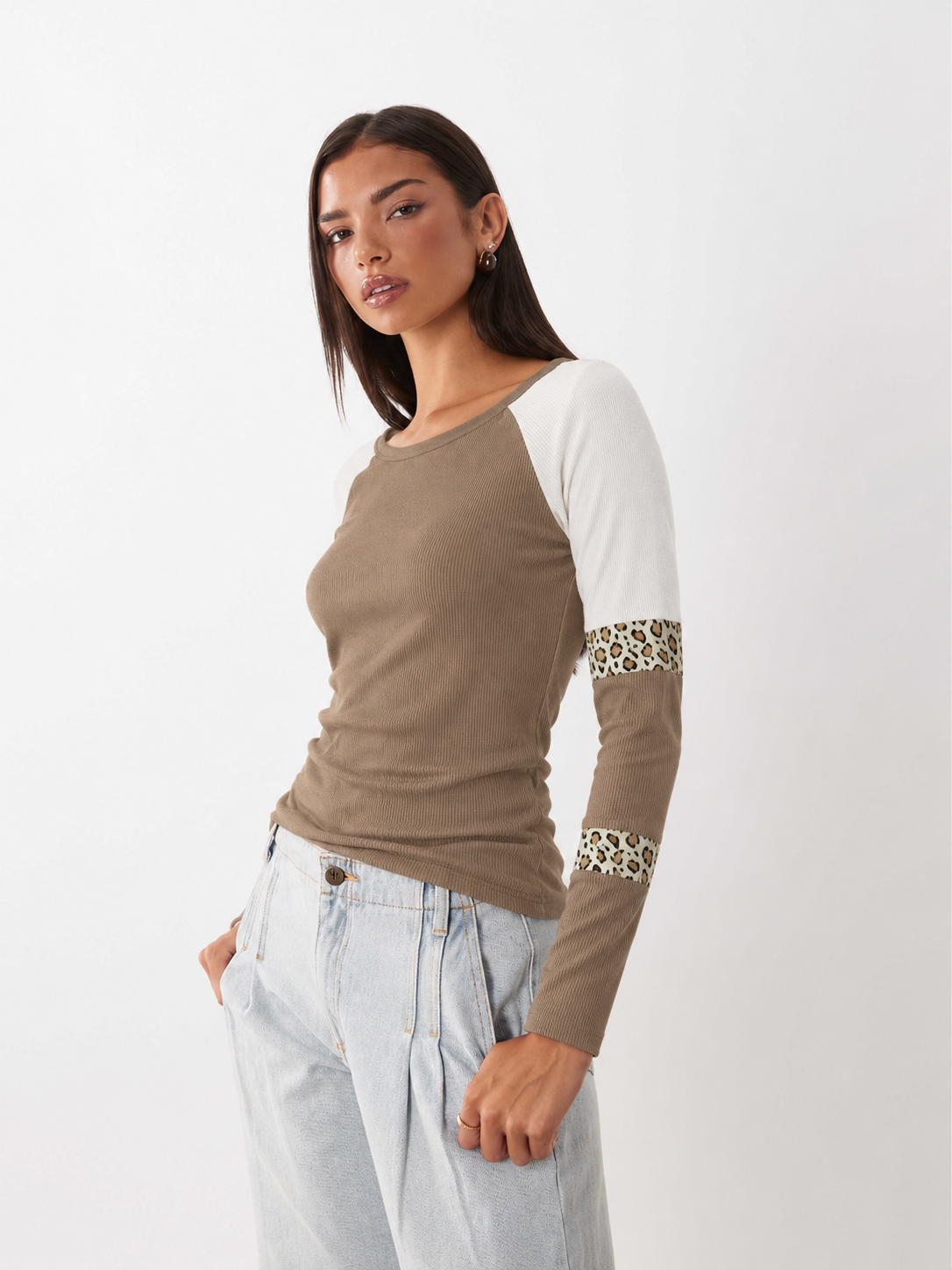 Leopard Stripe Long-Sleeve T-Shirt