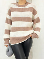 Oversized Striped Chunky Knit Sweater for Women