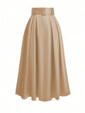 High-Waist Belted A-Line Maxi Skirt – Elegant Flowy Style