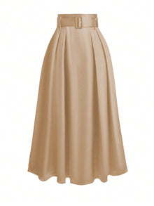 High-Waist Belted A-Line Maxi Skirt – Elegant Flowy Style