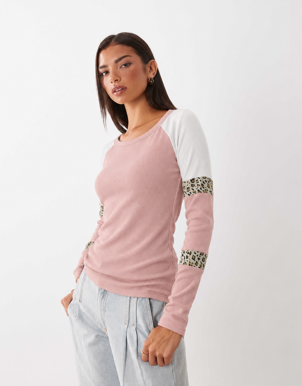 Leopard Stripe Long-Sleeve T-Shirt