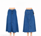 Blue Denim Elastic Waist Maxi Skirt