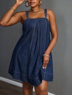 Denim Mini Dress – Sleeveless A-Line Fit Casual Chic