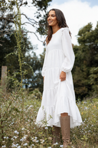 Meadow Flow Frill-Shoulder Maxi Dress