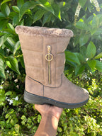 Faux Fur Lined Mid-Calf Winter Boots with Side Zip Detail