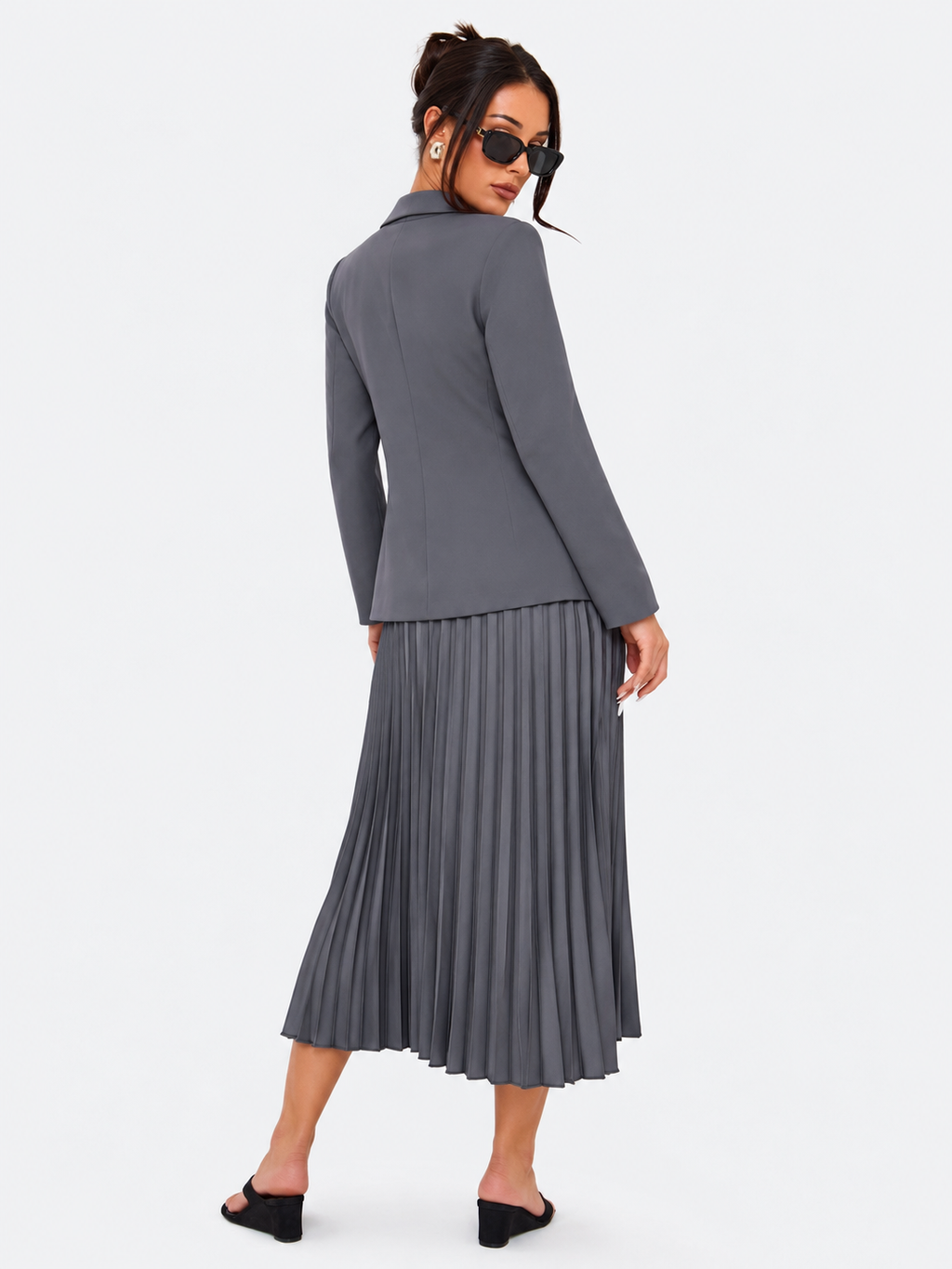 Tailored Blazer & Pleated Skirt Set