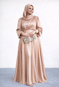 Vintage Inspired Pleated Maxi Dress - High neck & Draped detail