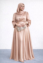 Vintage Inspired Pleated Maxi Dress - High neck & Draped detail