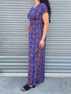 Feather pattern maxi dress