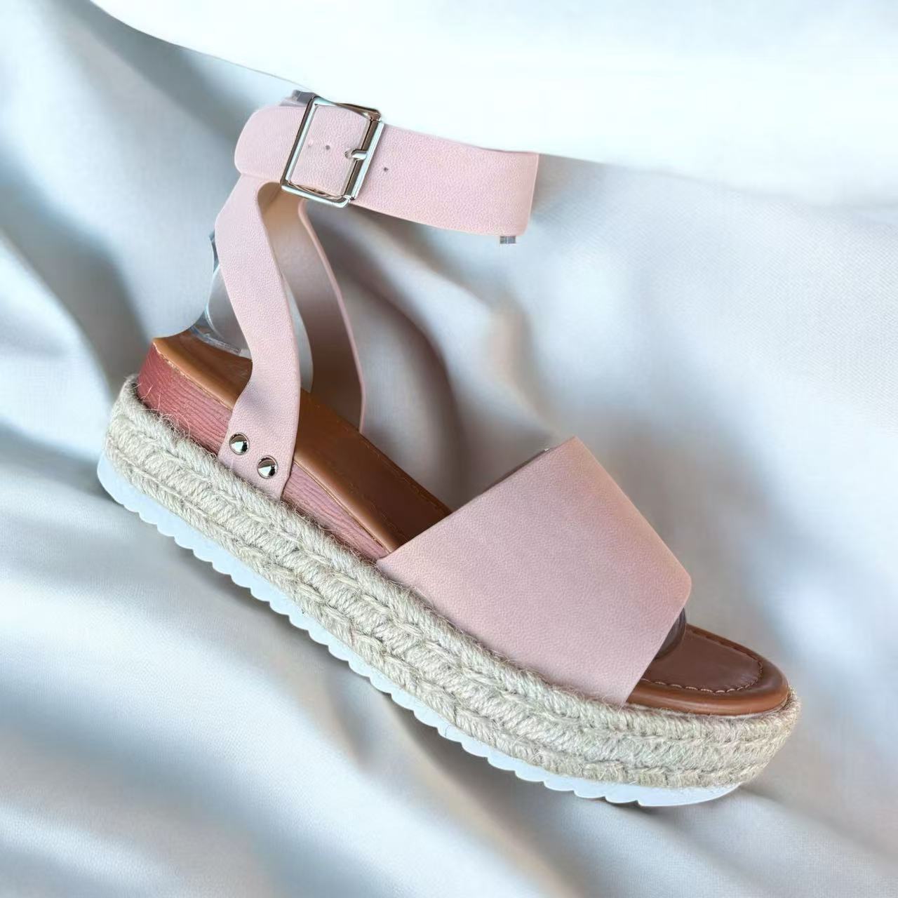 Ankle Strap Platform Espadrille Sandals – Casual Summer Wedge