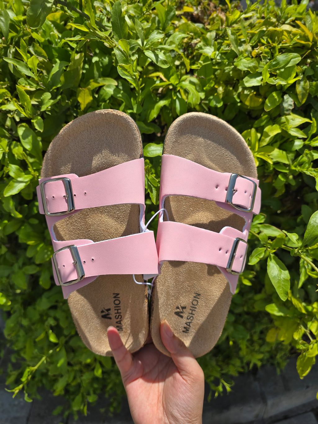 Double Buckle Cork Footbed Sandals