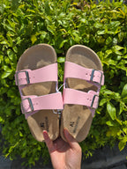 Double Buckle Cork Footbed Sandals