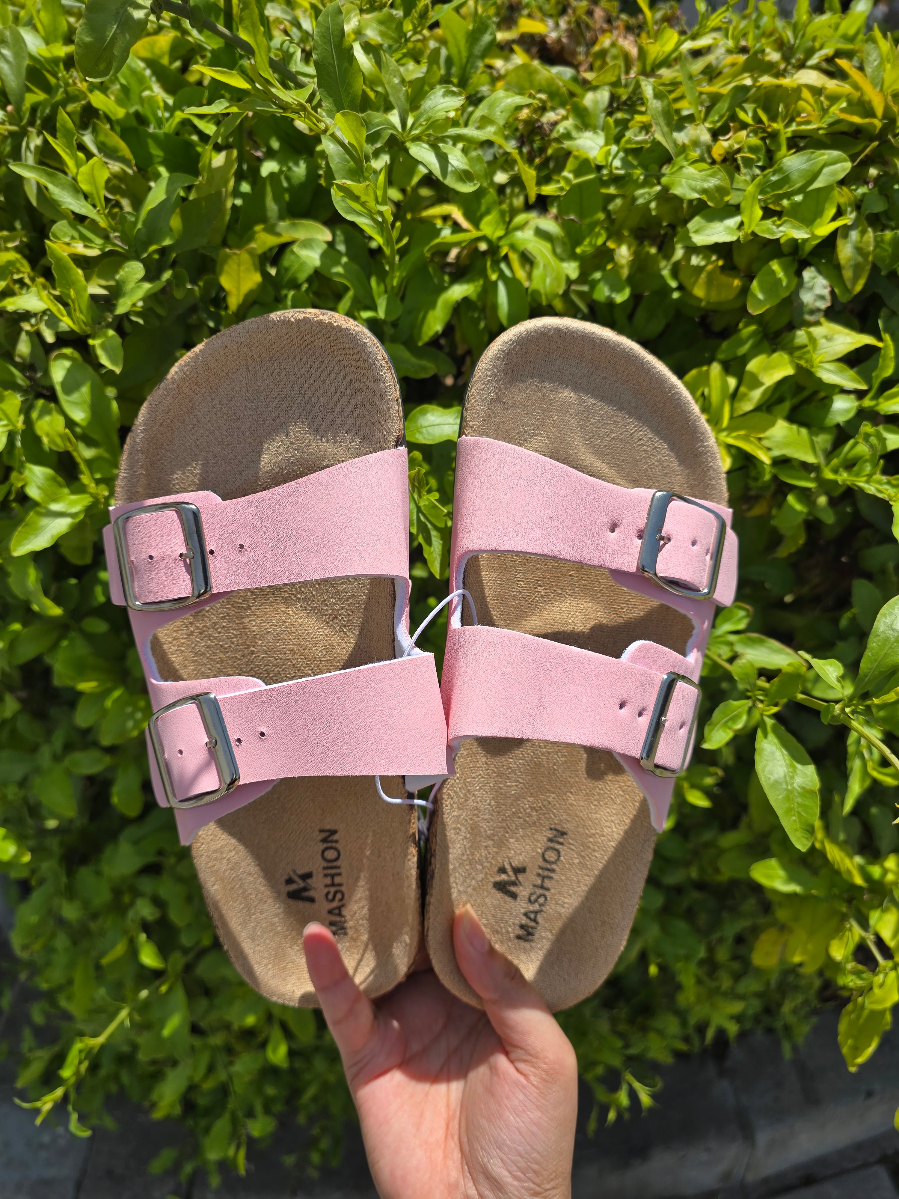 Double Buckle Cork Footbed Sandals