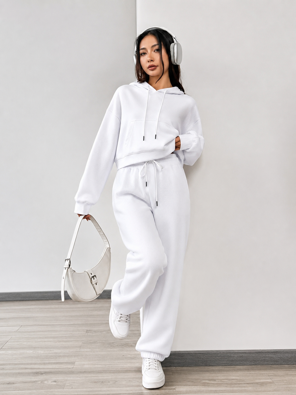 Everyday Comfort Cropped Hoodie Tracksuit Set