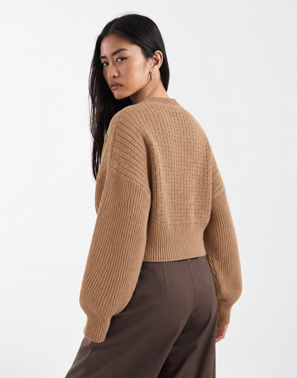 Boxy Long Sleeve Crop Knit Pullover