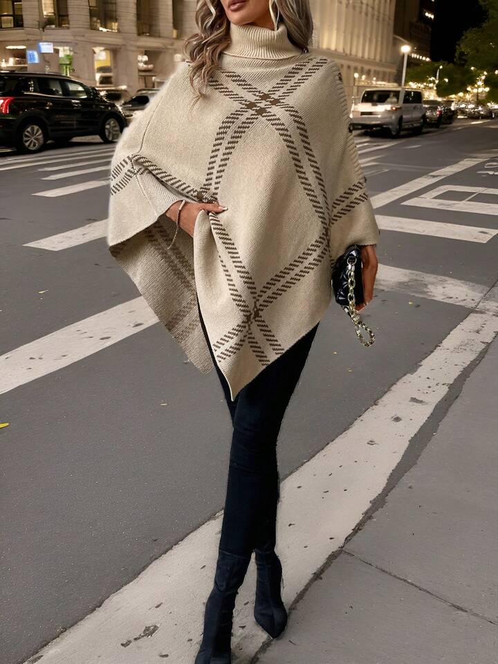 Women’s Geometric Knit Poncho