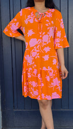 Bright Floral Tier Mini Dress