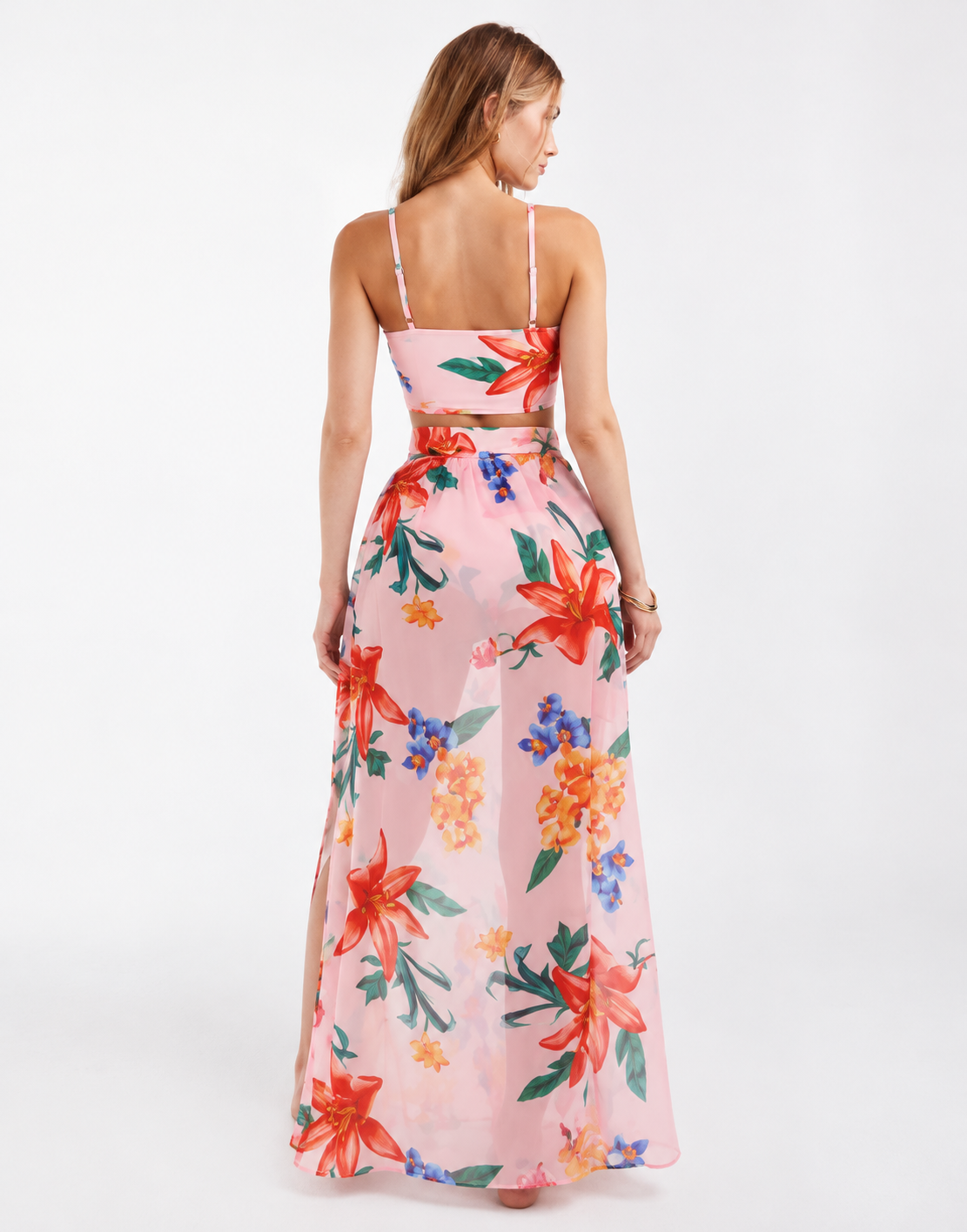 Floral Ruffle Bikini Three Piece Set