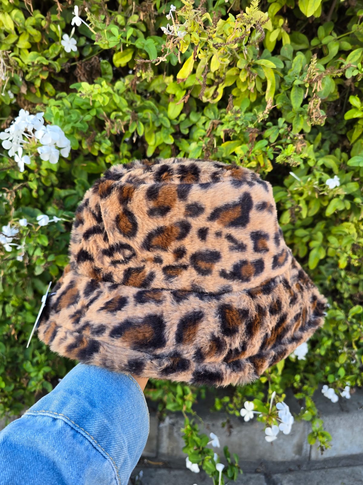 Leopard Print Plush Bucket Hat