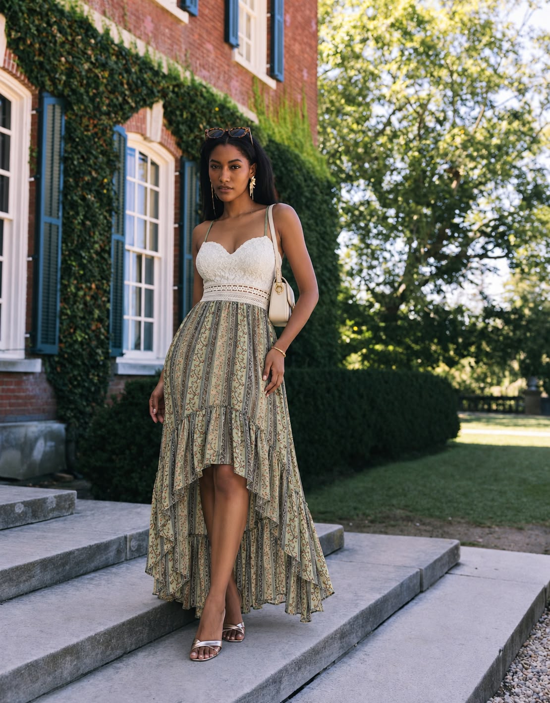 Floral Dress With Lace Top