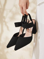Pointed Toe Block Heel Pumps for Women