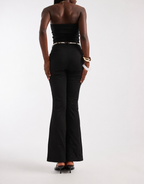 Scarf-Belt Flared Trousers