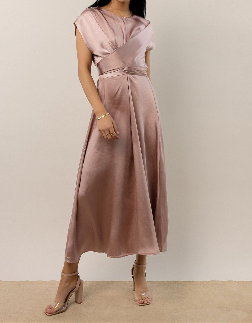 Silky Satin Wrap Dress - Elegant & Flowy