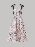 Floral Tie-Strap Maxi Dress – Sweetheart Neck Summer Style