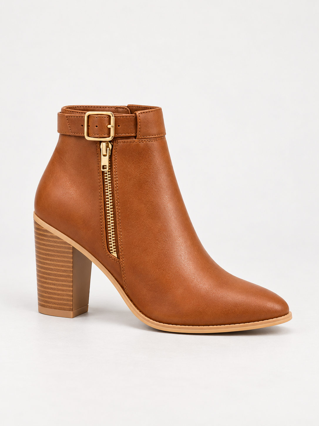 Buckled Block-Heel Ankle Boots