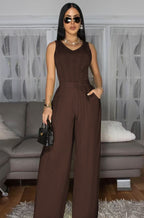 Sleeveless Wide Leg Two-Piece Set for Women