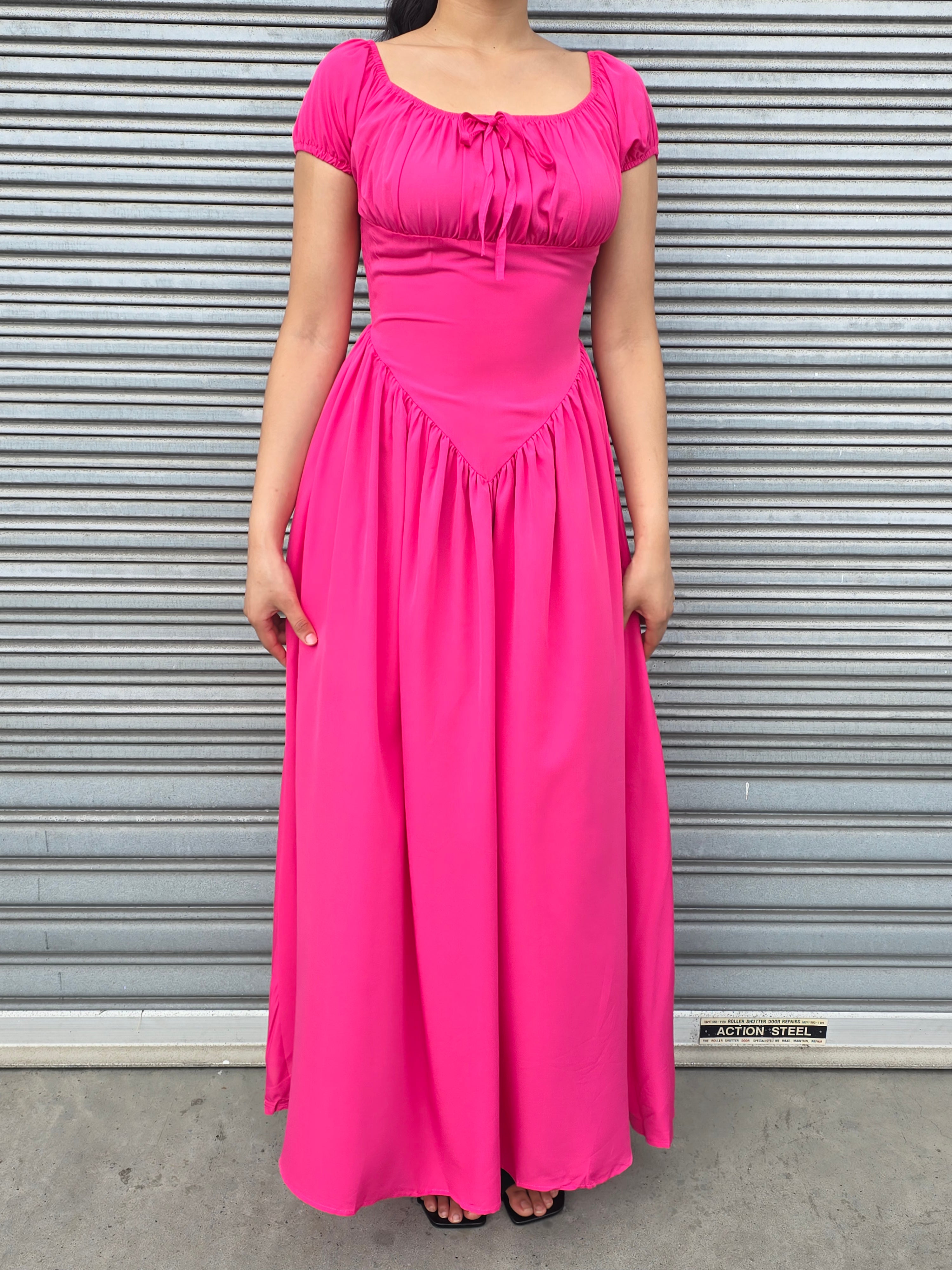 Off-Shoulder Elasticated Waist Maxi Dress