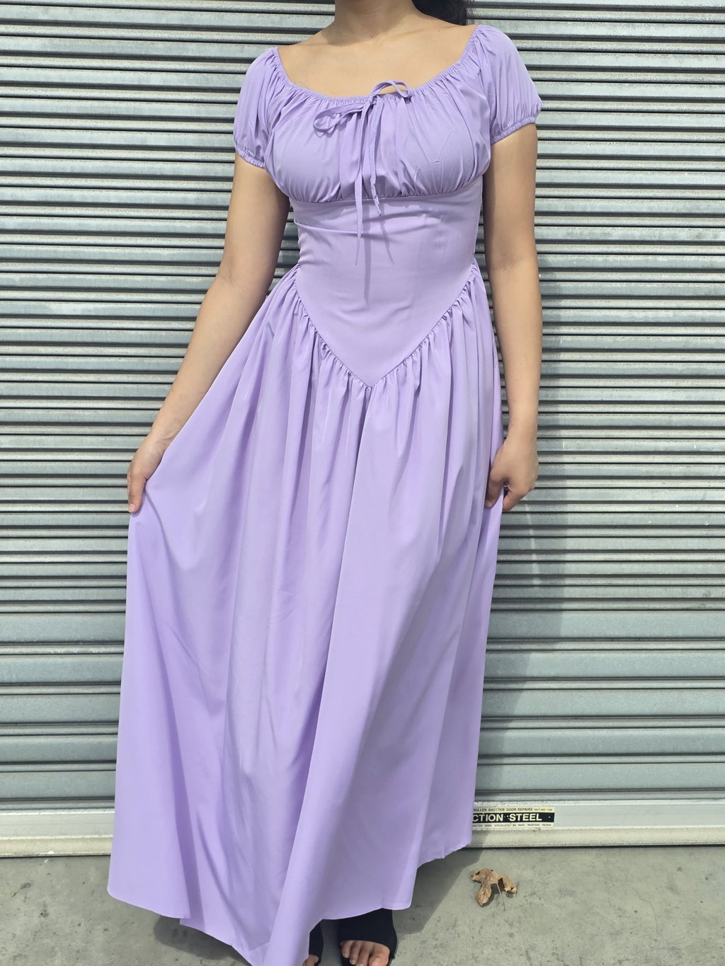 Off-Shoulder Elasticated Waist Maxi Dress